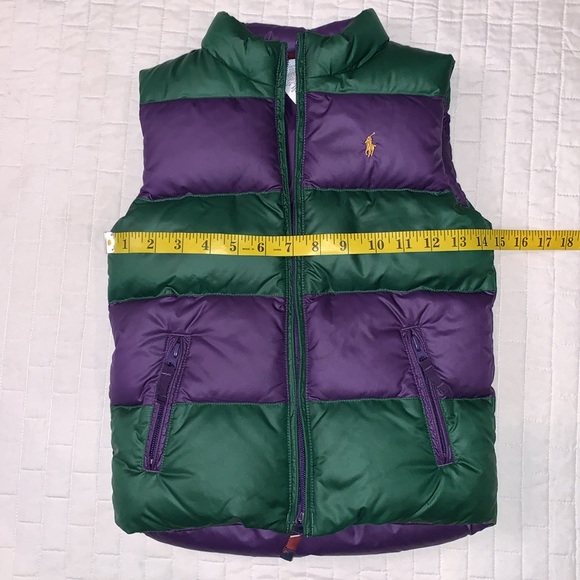 Ralph Lauren Polo Reversible Down Feather Puffer Vest, Purple & Green, Size 6X - Picture 11 of 16